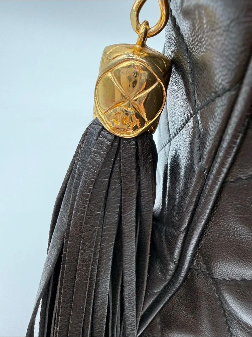 Chanel Vintage Quilted Lambskin Tassel Camera Bag Black - 24K GHW